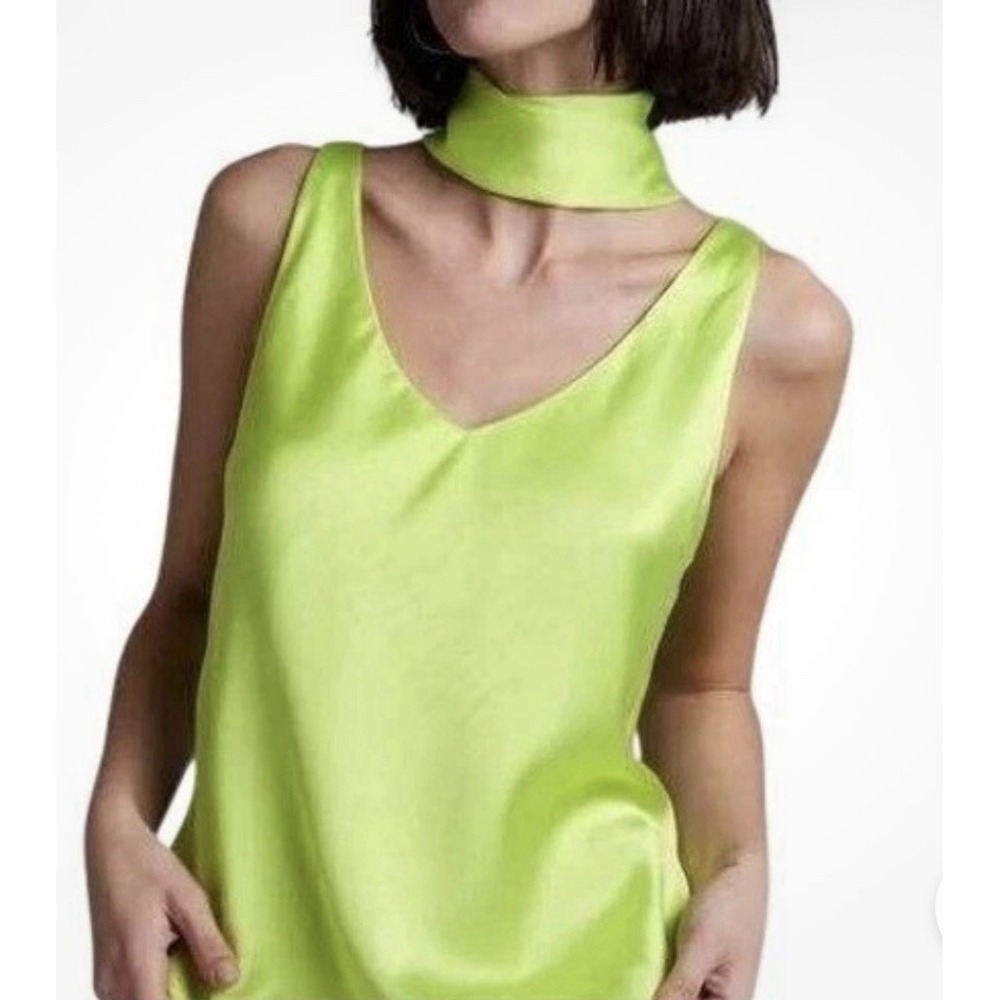 Wildfang The Empower Satin Cami Womens S Neon Green W/ Scarf NWT